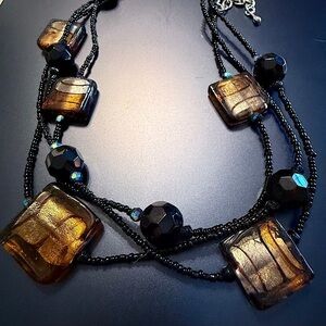 🎉HP!🎉Murano Style Artisan Glass Layered Beaded Necklace
